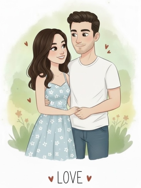 Ilustrowany Personalizowany Portret Rodzinny na Płótnie (40x30cm)