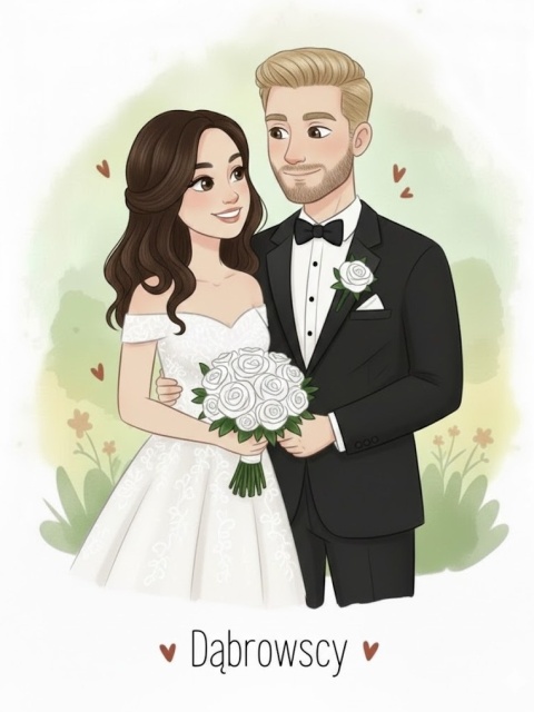 Ilustrowany Personalizowany Portret Rodzinny na Płótnie (40x30cm)