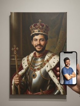 👑 Jego Królewska Mość – Personalizowany Portret Mężczyzny na Płótnie (40x30cm)