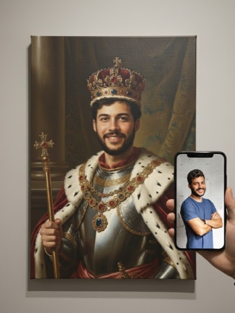 👑 Jego Królewska Mość – Personalizowany Portret Mężczyzny na Płótnie (40x30cm)