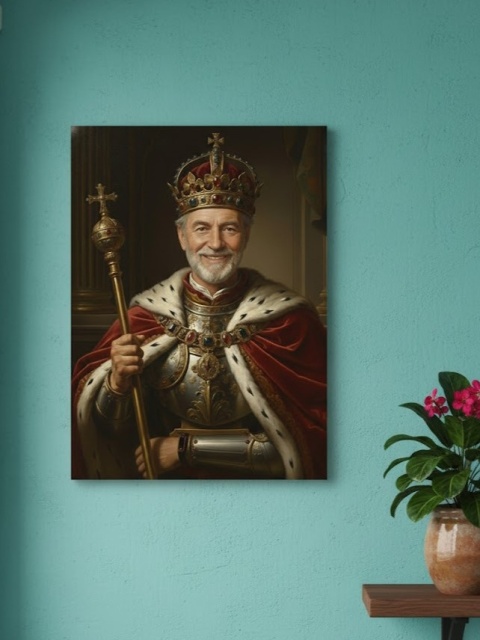 👑 Jego Królewska Mość – Personalizowany Portret Mężczyzny na Płótnie (40x30cm)