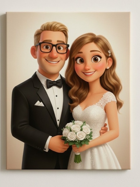 Rodzinny Portret w Stylu Pixar – Personalizowany Obraz na Płótnie (60×40 cm)