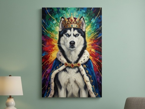 Twój Pies jako Król - śmieszny portret na płótnie (80x60cm)