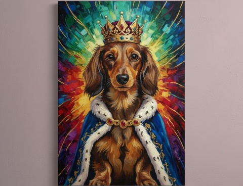 Twój Pies jako Król - śmieszny portret na płótnie (120x80cm)