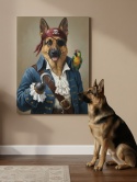 Twój Pies jako Pirat – Personalizowany Śmieszny Portret na Płótnie (120x80cm)