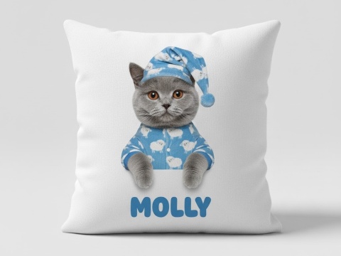 Twój Pupil Śpioch – Personalizowana Poduszka z Psem lub Kotem w Piżamkach